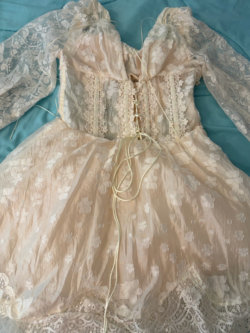 Corset Lace Dress LaceMade Elbertha  Cream
Size Small NWT